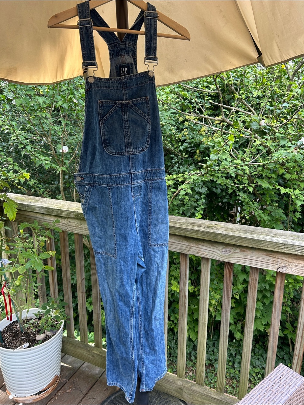 GAP Women's Relaxed Denim Overalls - Blue
